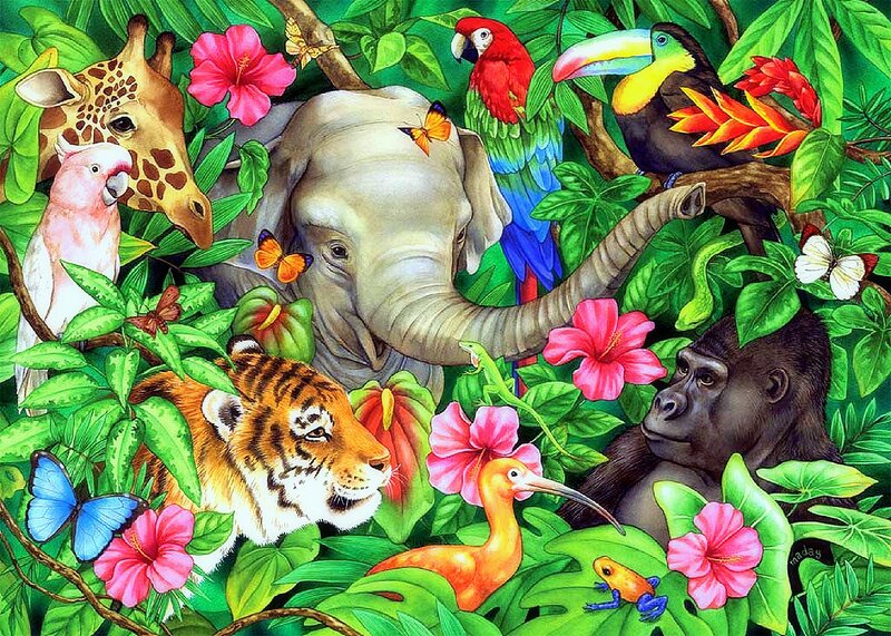 Tropical Jungle Animals — Green