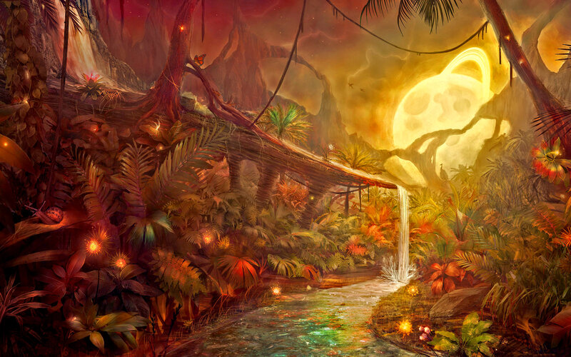 Tropical Jungle Landscape — Orange