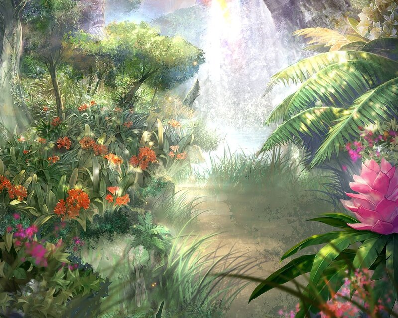 Tropical Jungle with Waterfall