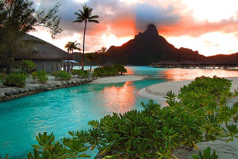 Tropical Lagoon at Sunset