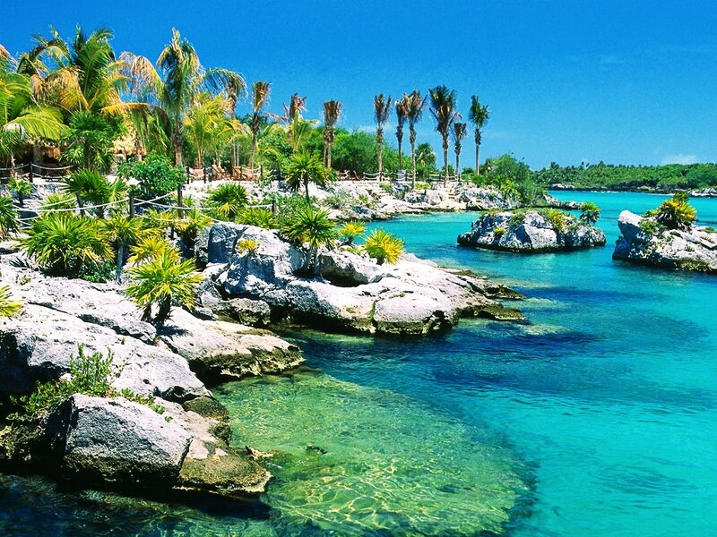 Tropical Lagoon with Rocks — Blue
