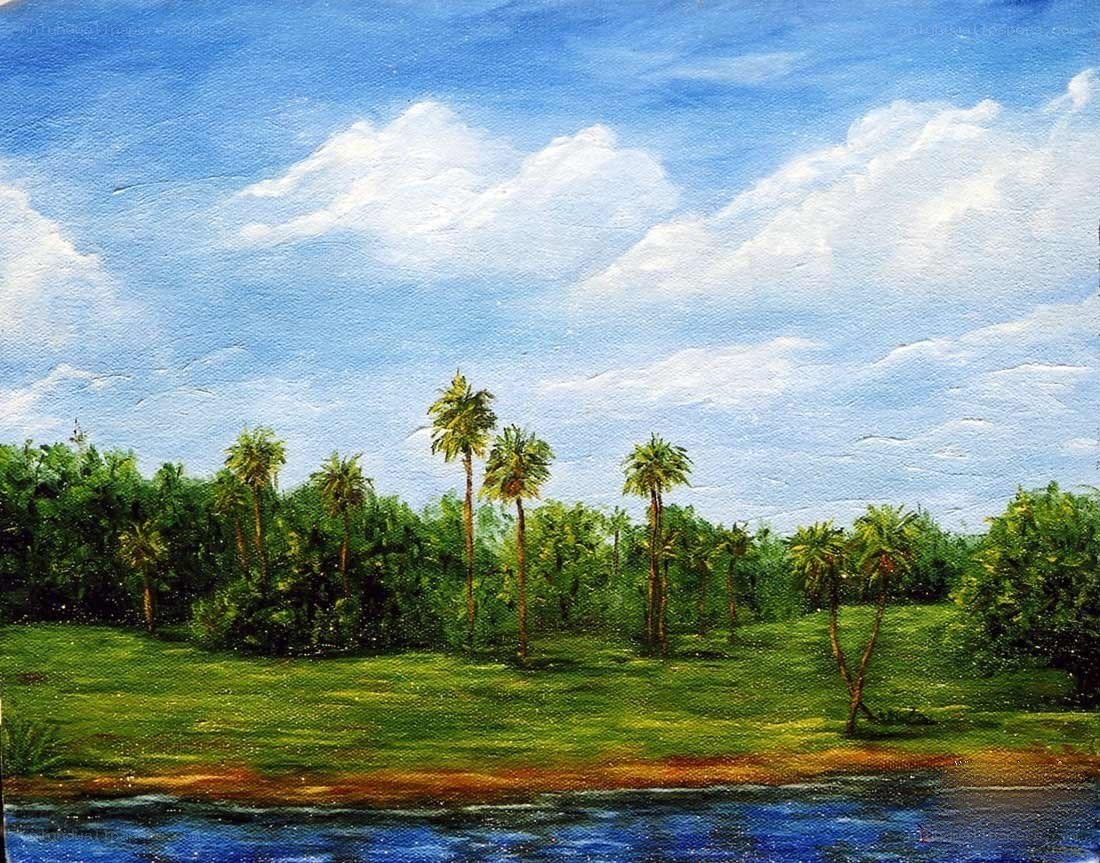 Tropical landscape with palm trees