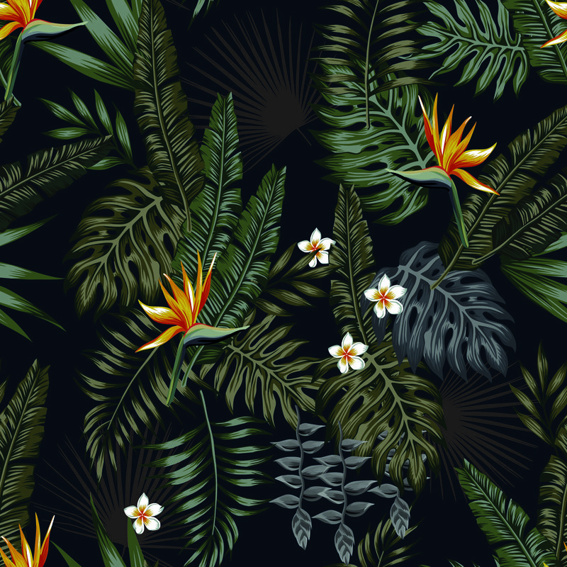 Tropical Leaf Pattern — Green, Dense, Illustration