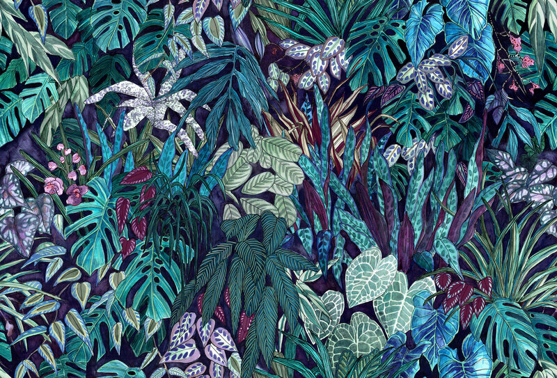 Tropical Leaf Pattern — Green, Dense