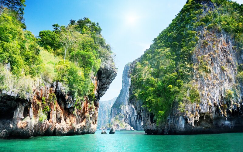Tropical Limestone Cliffs — Green, Serene, Afternoon