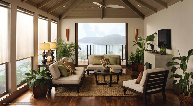 Tropical living room with ocean view
