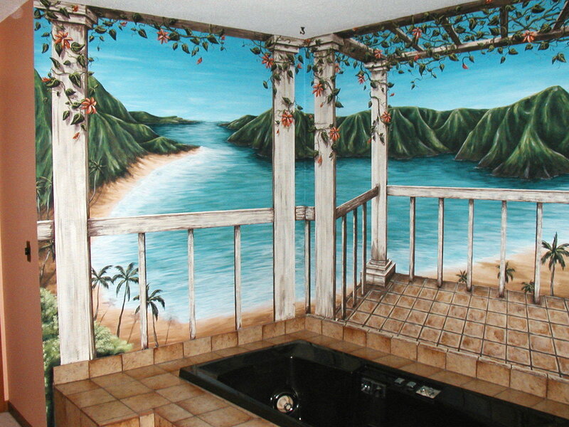 Tropical Mural on Wall — Blue