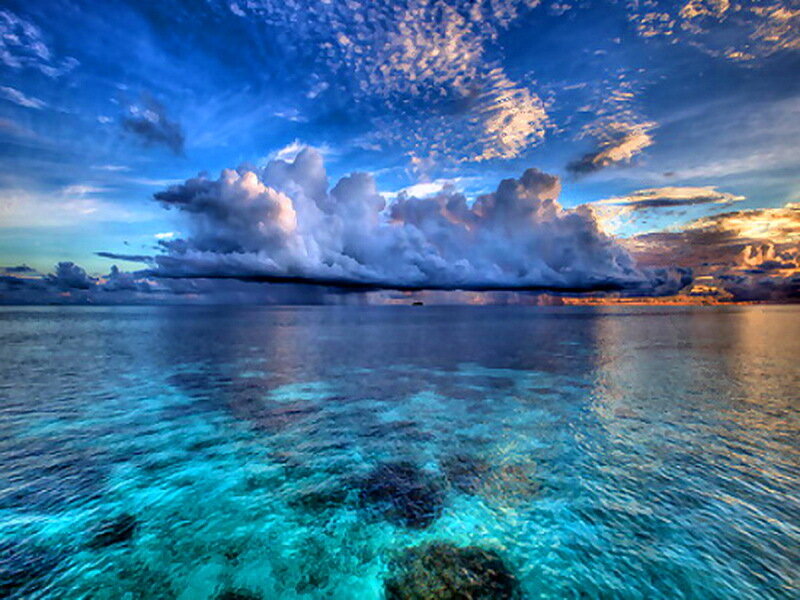 Tropical Ocean Storm — Blue, Dramatic