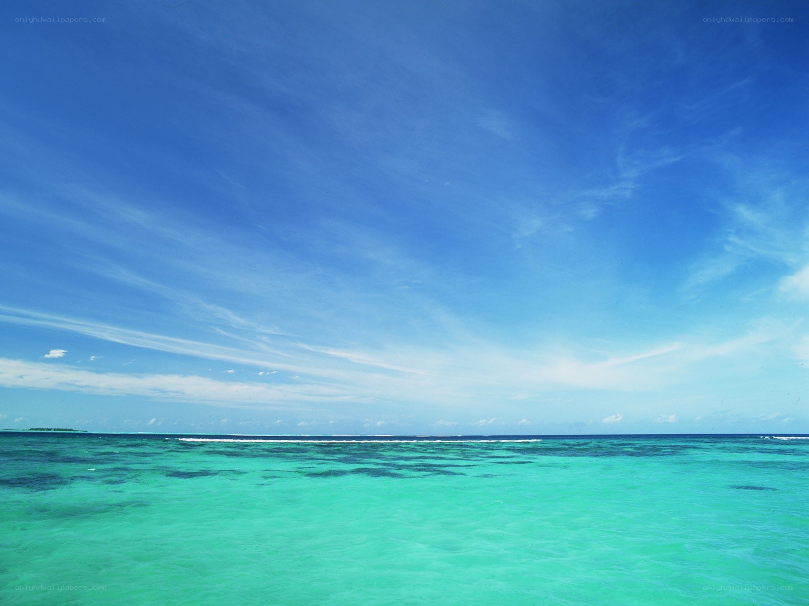 tropical ocean with clear blue sky