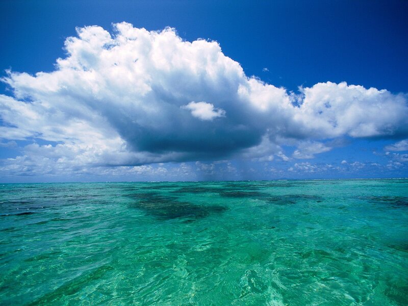 Tropical Ocean with Cloud — Blue, Serene, Afternoon, Photograph, Sky