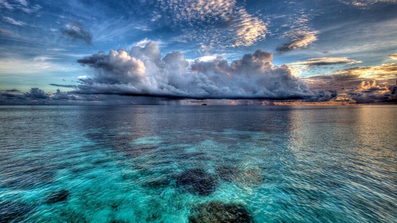 Tropical Ocean with Storm — Blue