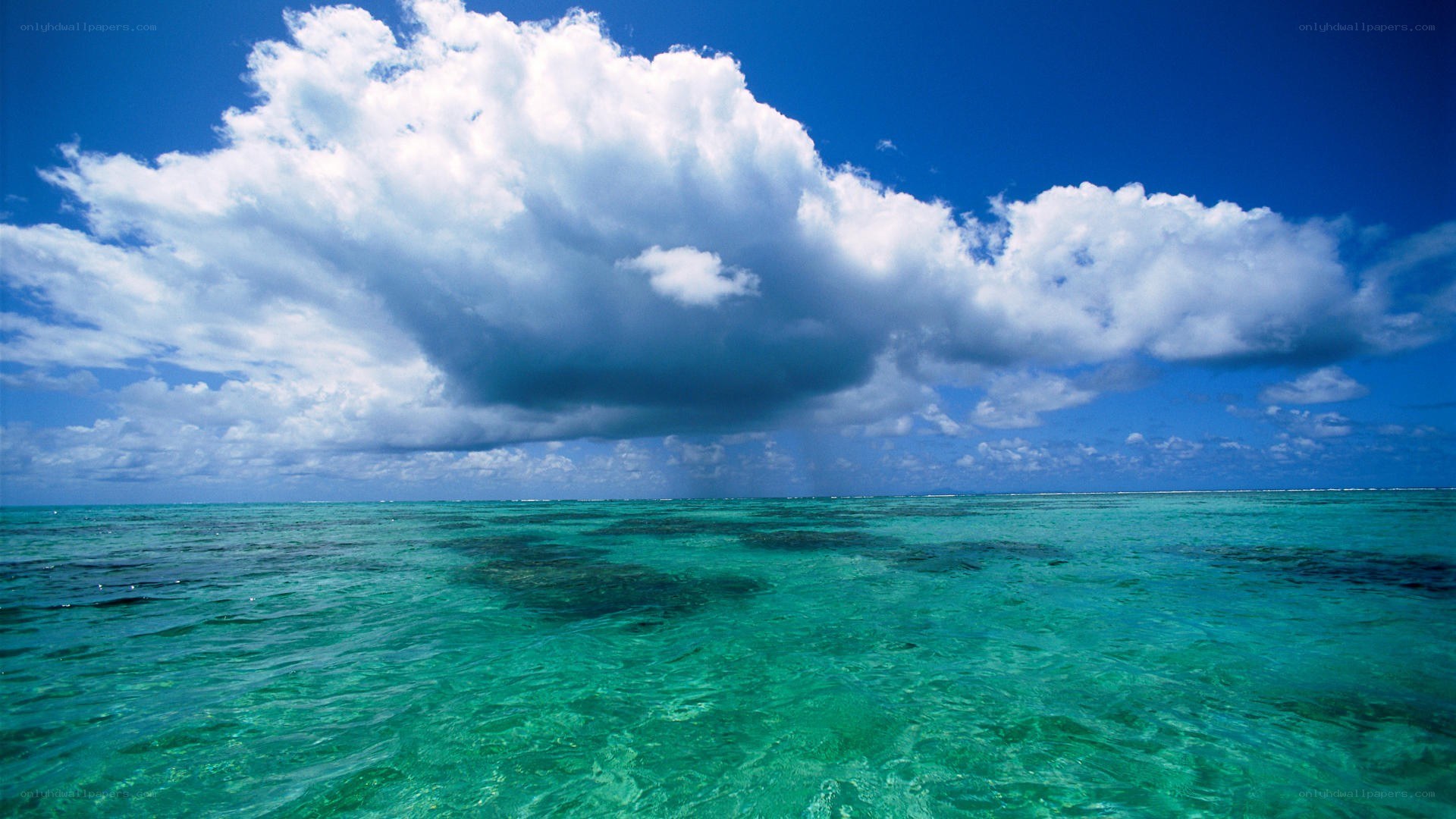 tropical ocean with storm cloud