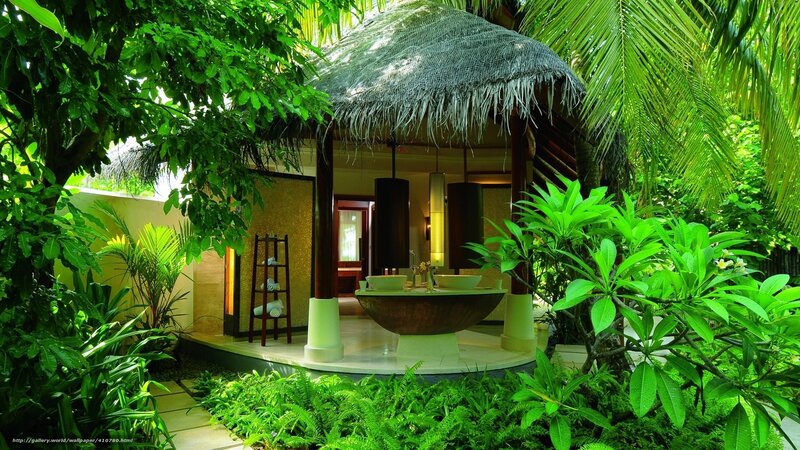 tropical outdoor bathroom retreat