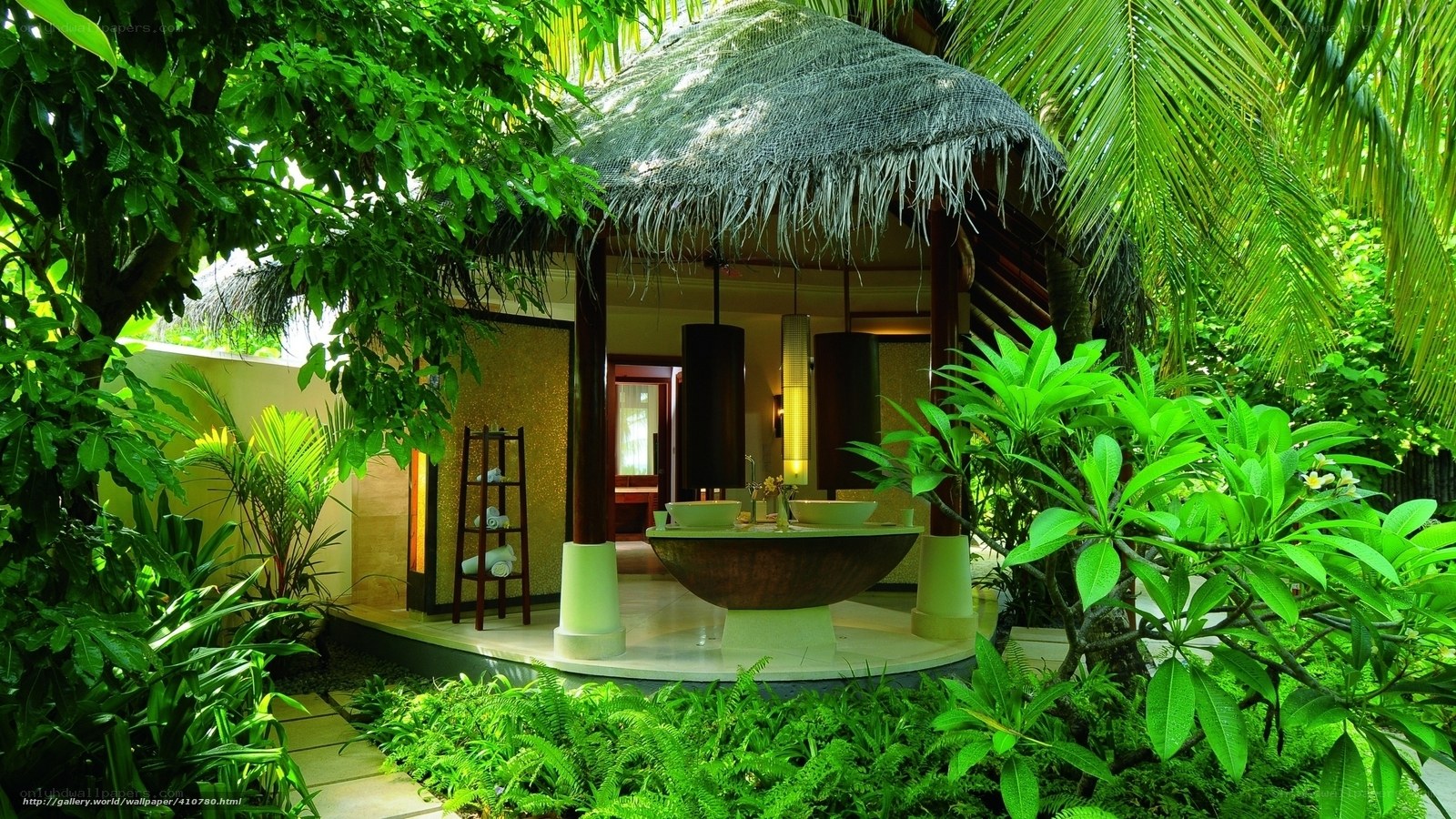 tropical outdoor bathroom retreat