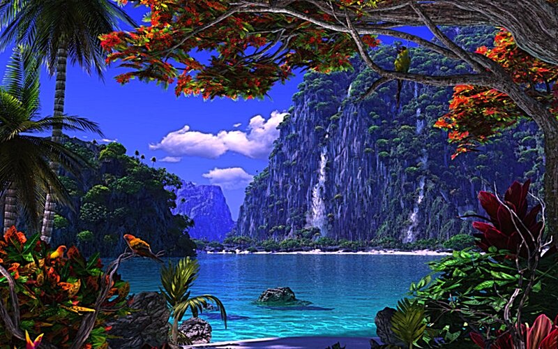 tropical paradise with cliffs