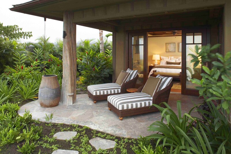 Tropical Patio with Lounge Chairs