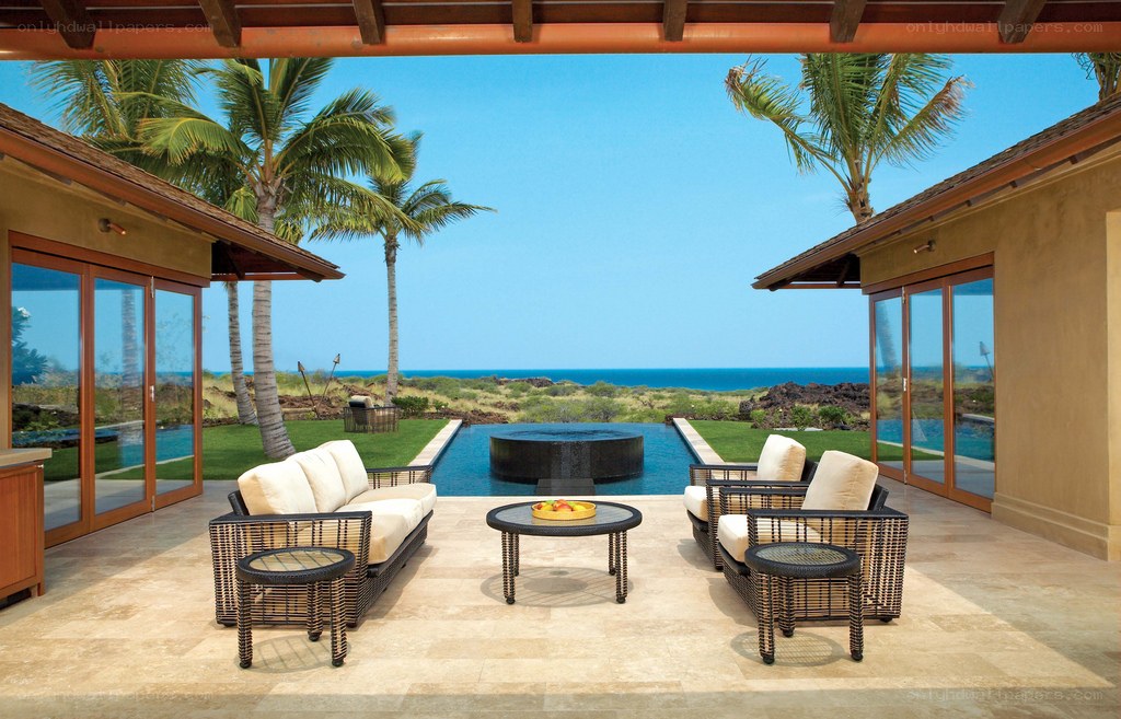 Tropical patio with ocean view