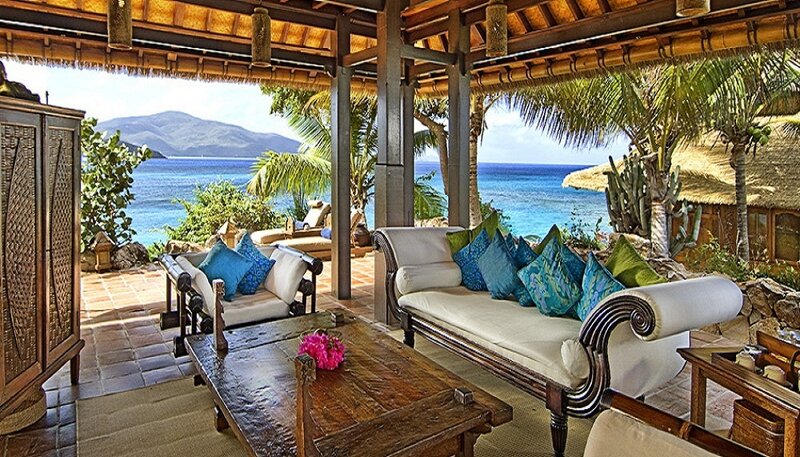 Tropical Patio with Ocean View — Blue