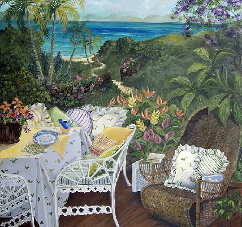 Tropical Patio with Ocean View — Green