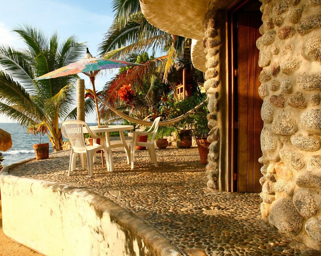 Tropical patio with ocean view