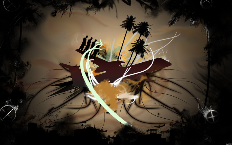 tropical plane crash art