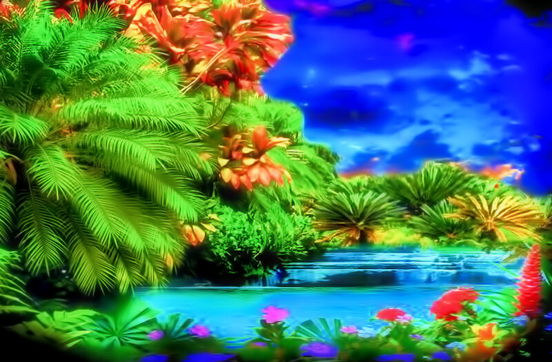 Tropical Plants by Water — Green