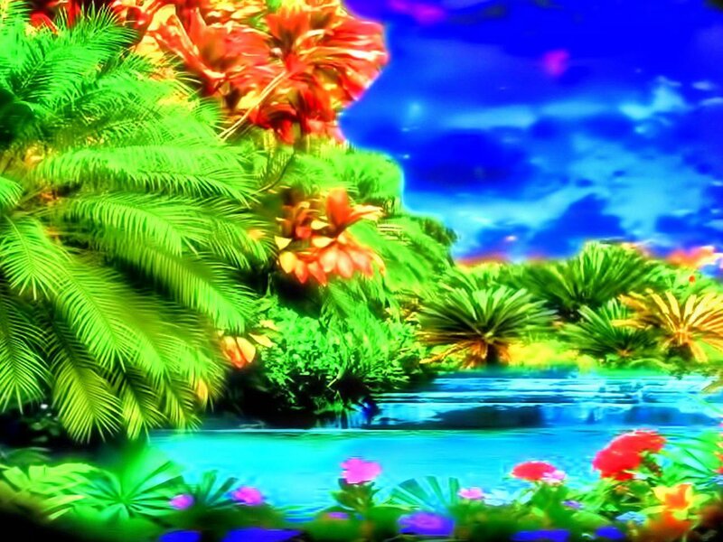 Tropical Plants by Water — Green, Vibrant