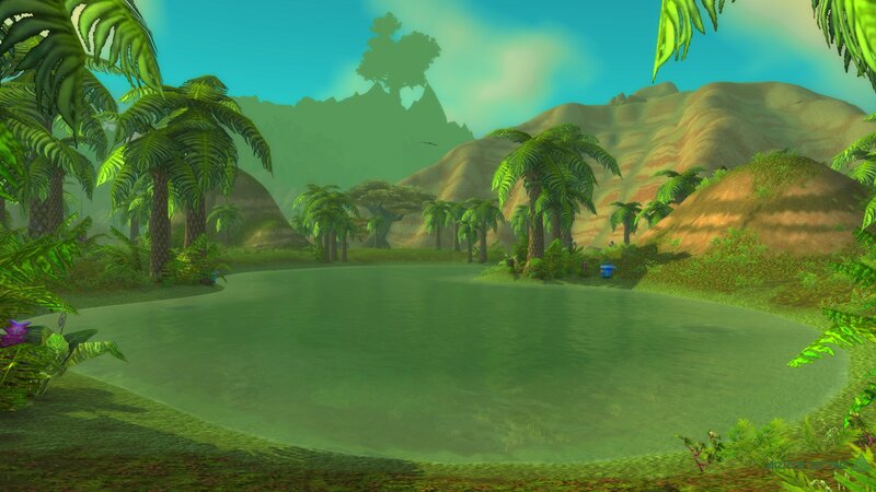 Tropical Pond with Palm Trees — Green