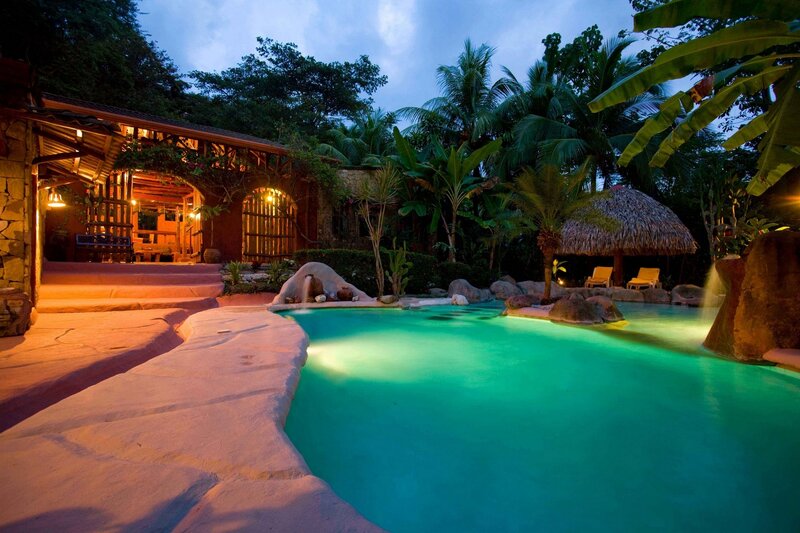 Tropical Pool at Night — Green
