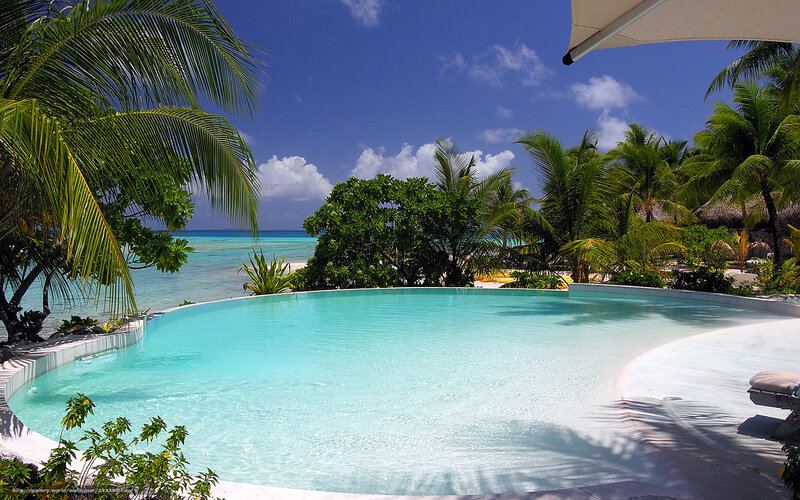 Tropical pool overlooking the ocean