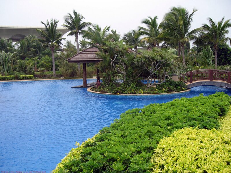 Tropical Pool with Gazebo — Blue, Serene