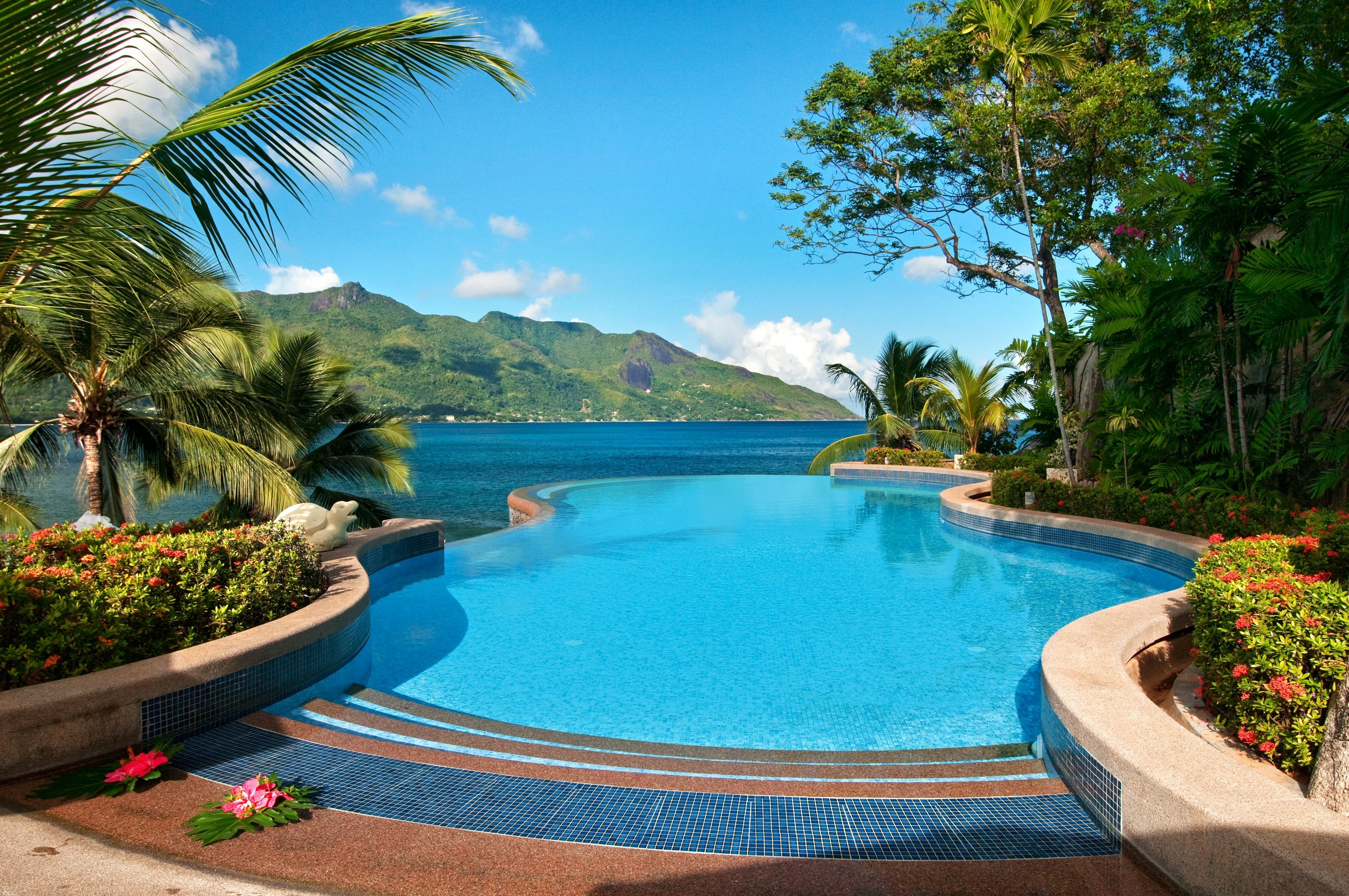 Tropical pool with ocean view