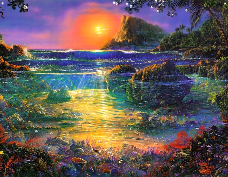 Tropical Reef at Sunset — Purple