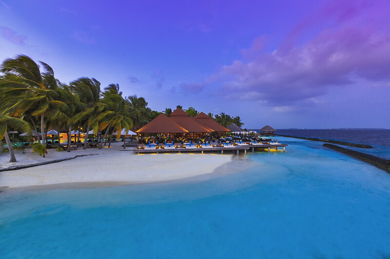 Tropical Resort at Dusk — Blue, Serene, Sunset