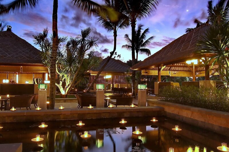 Tropical Resort at Dusk — Blue