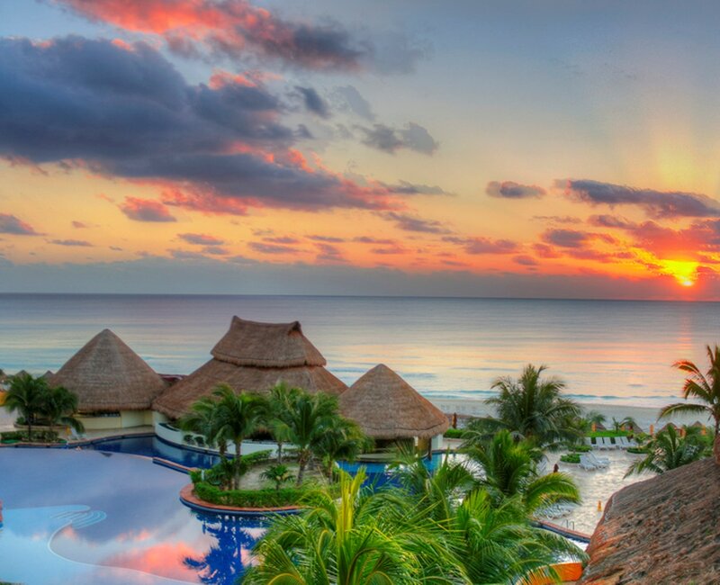 Tropical Resort at Sunset — Orange