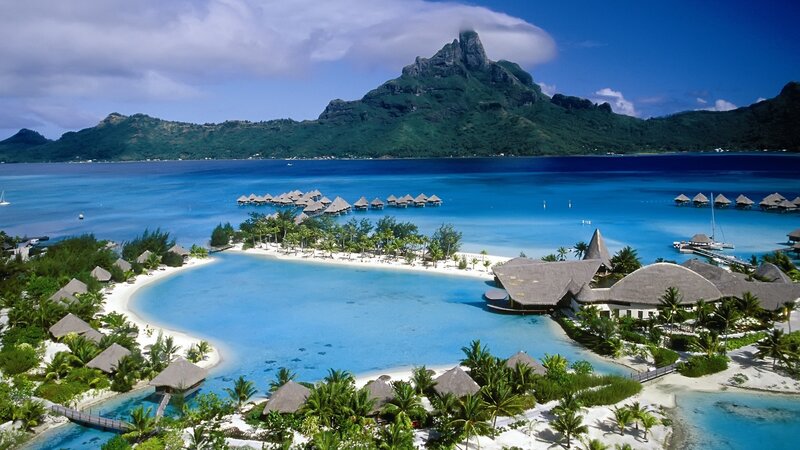 Tropical Resort Island — Blue, Serene, Afternoon, Photograph, Mountain