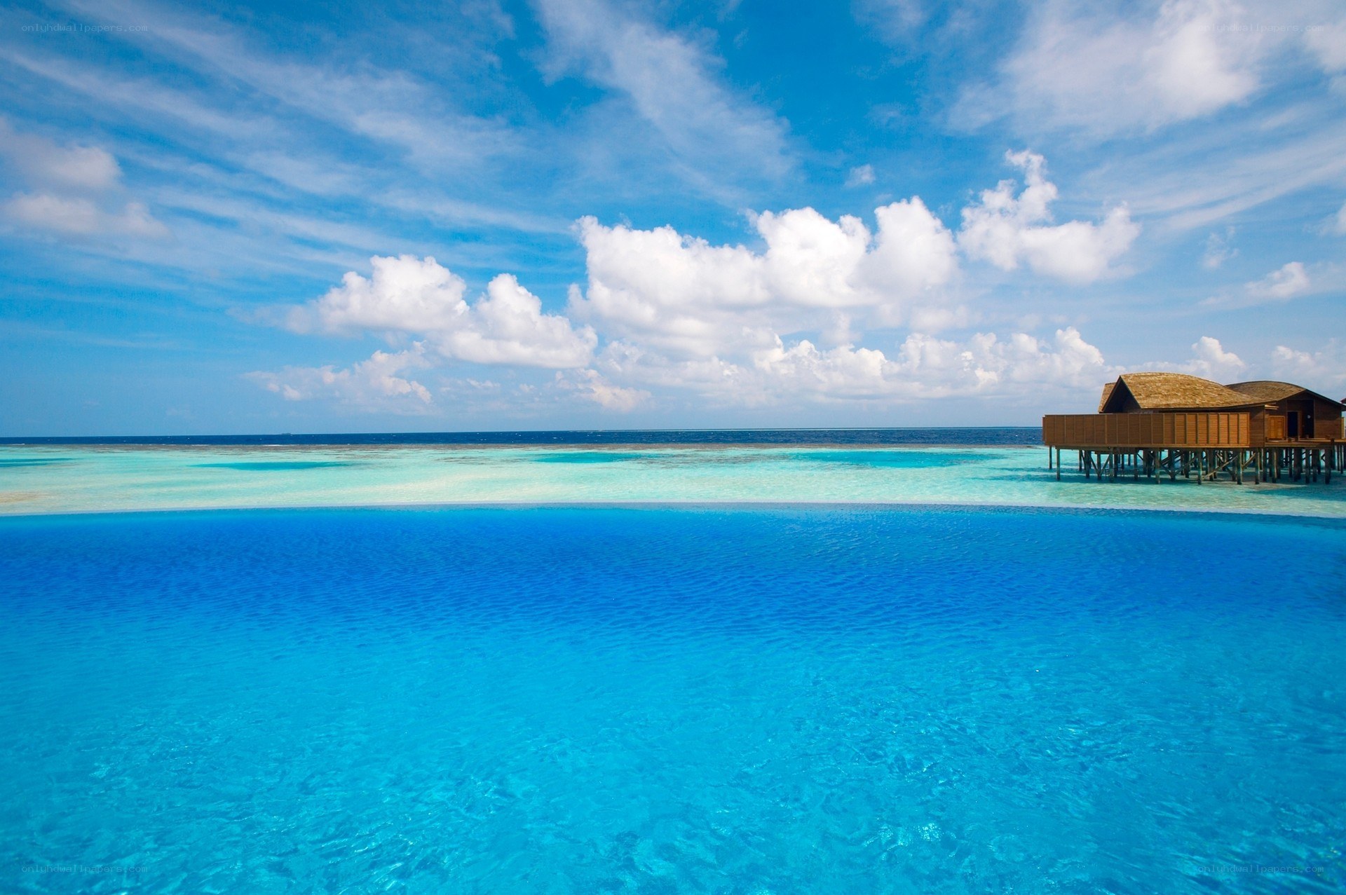 tropical resort over water