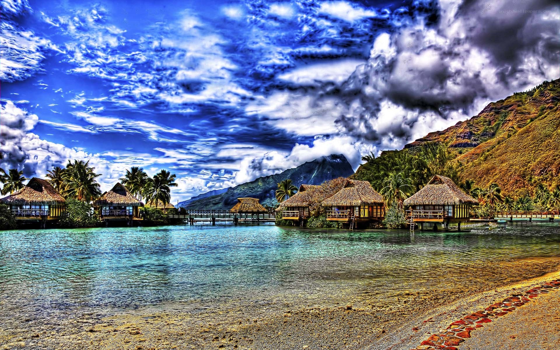 Tropical resort over water