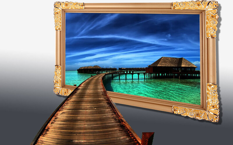 tropical resort over water