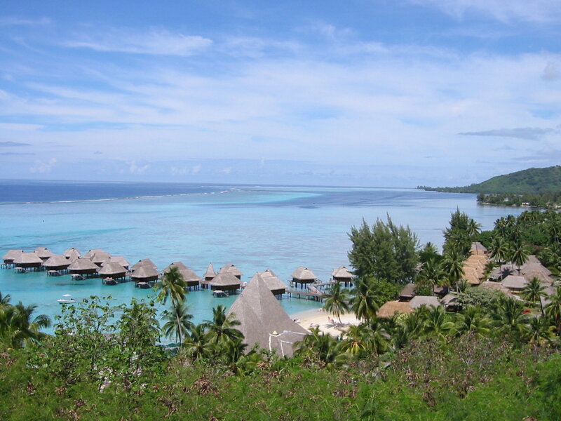 Tropical resort over water bungalows