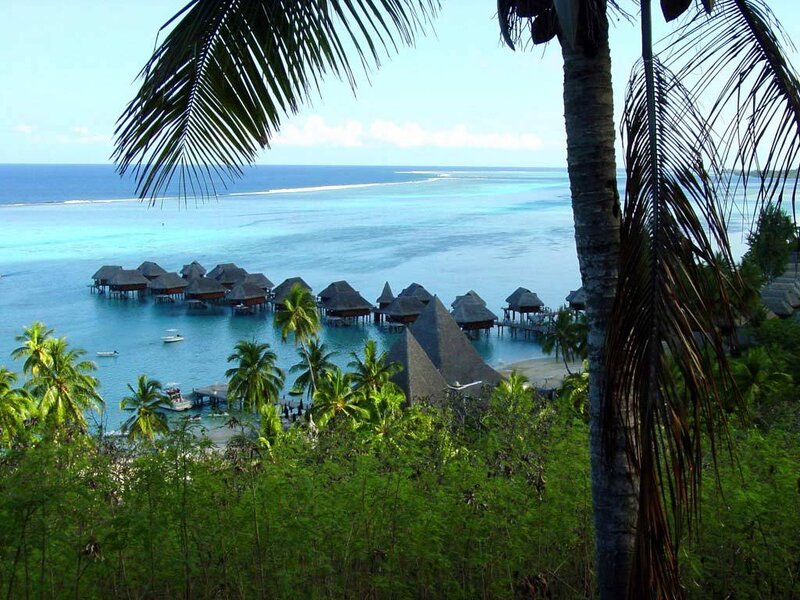 Tropical resort over water bungalows