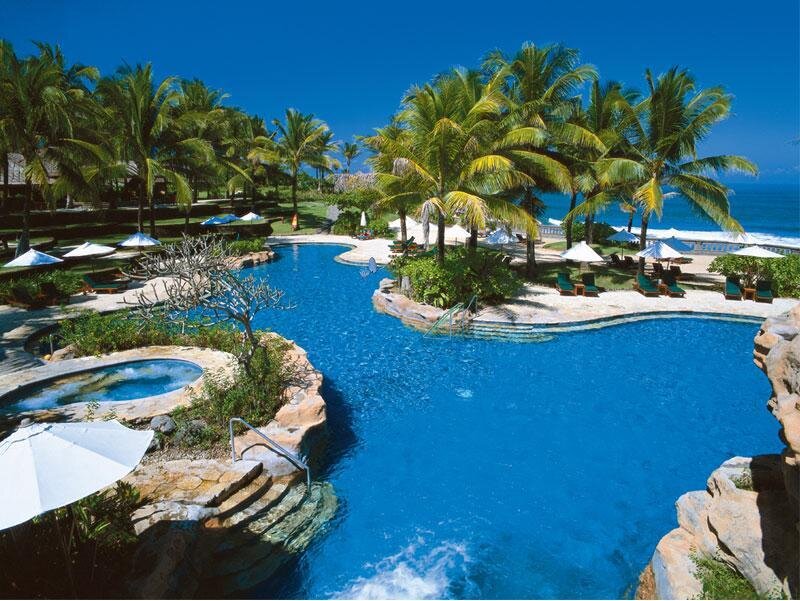 tropical resort pool and beach