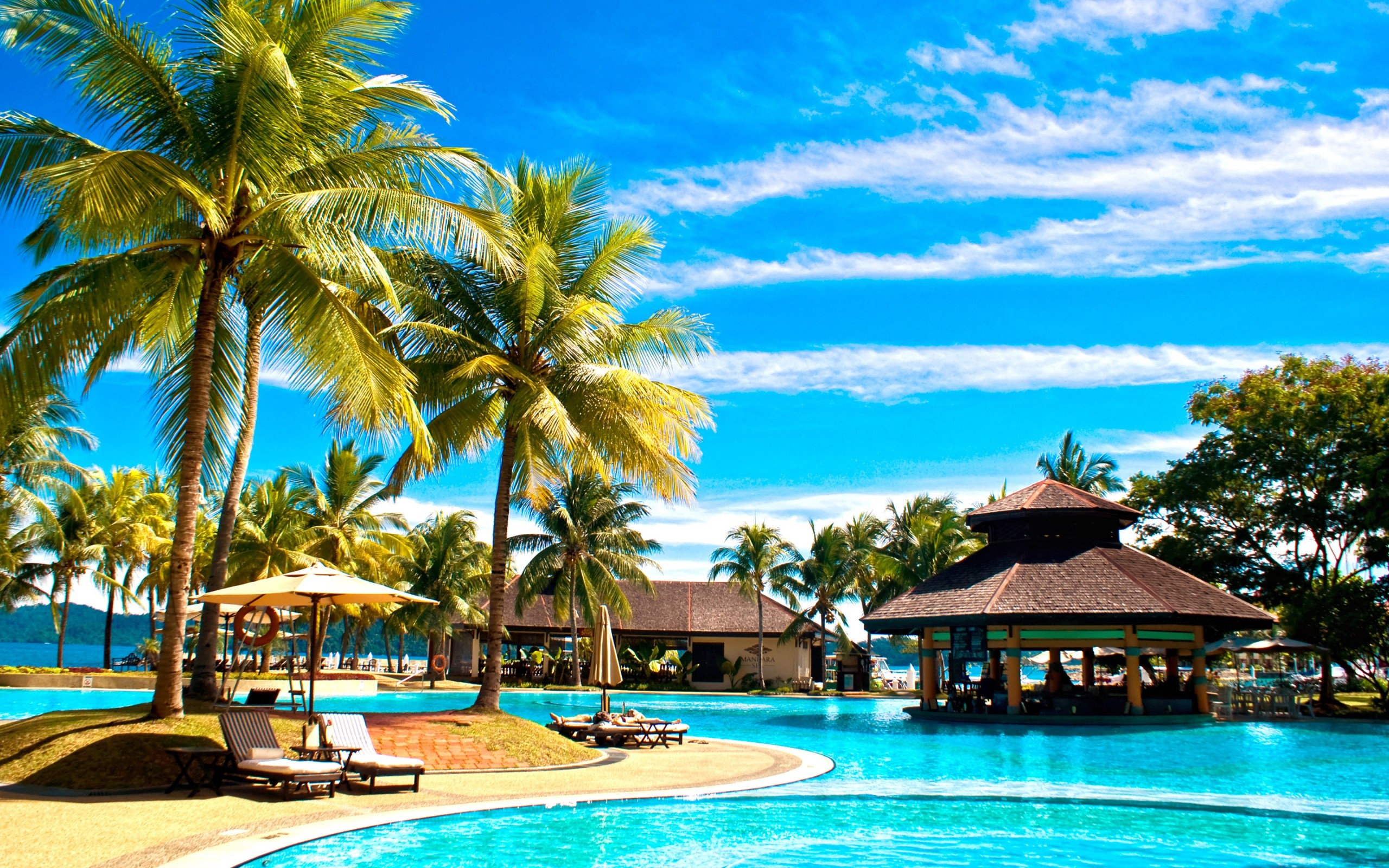 tropical resort pool area