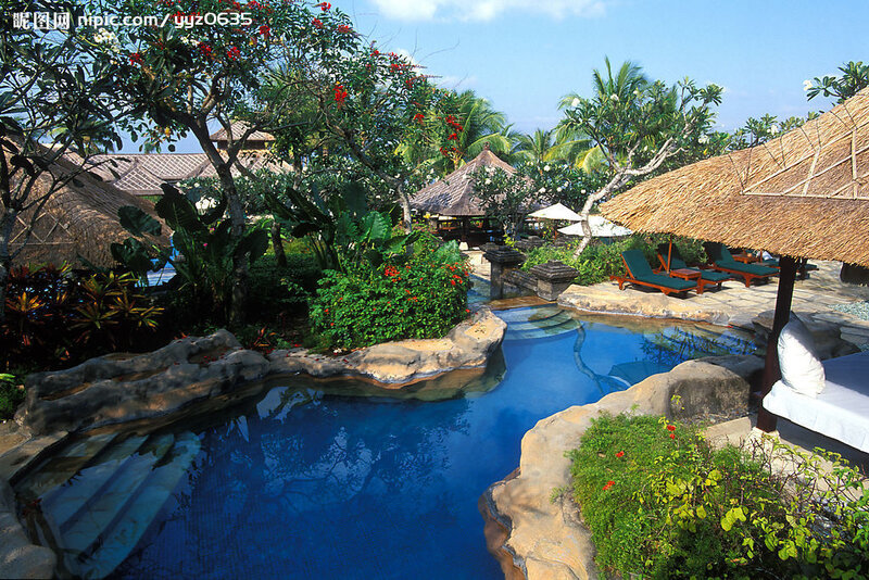 Tropical resort pool area