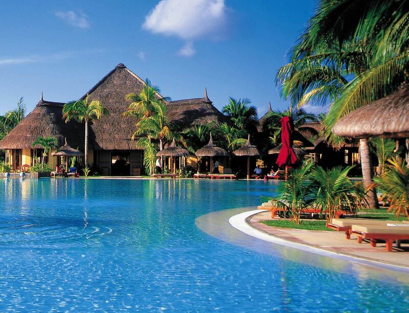 tropical resort pool area