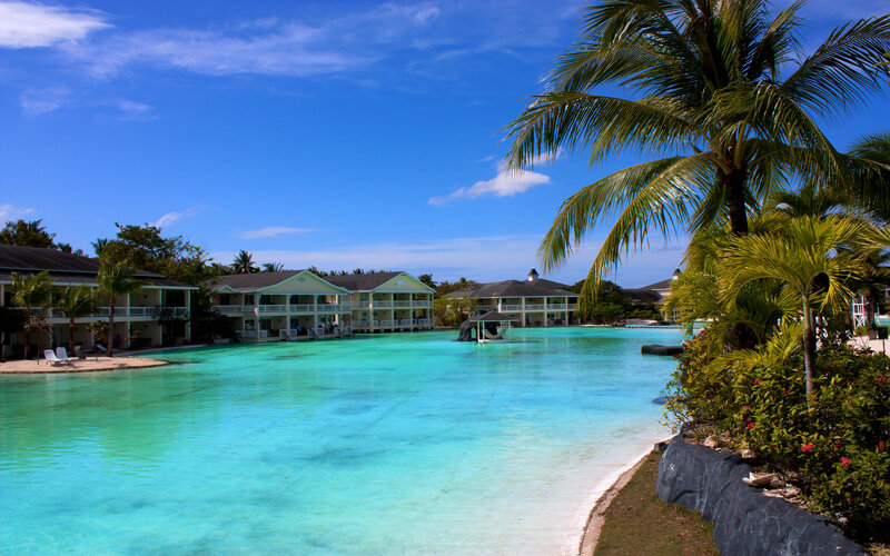 tropical resort pool area