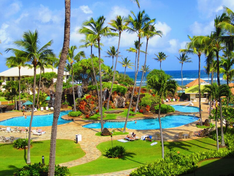 Tropical Resort Pool Area — Blue, Relaxed