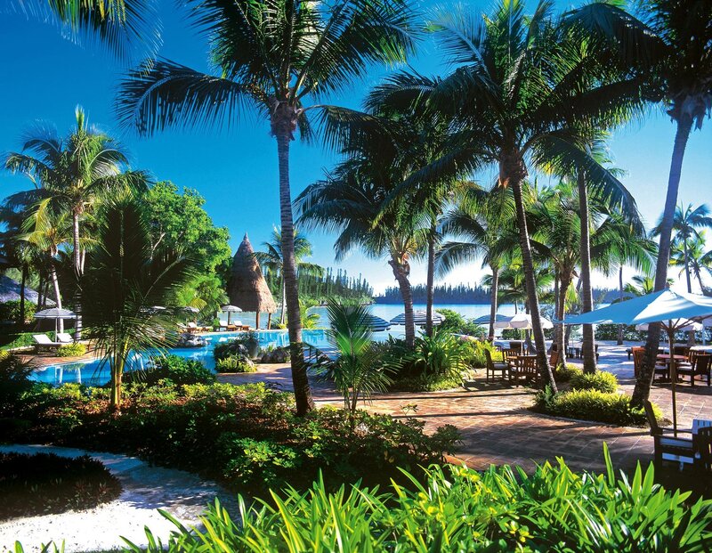 Tropical Resort Pool Area — Blue, Serene, Afternoon