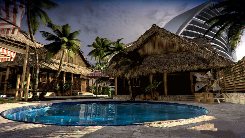 Tropical Resort Pool Area — Blue